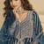 Teal blue embroidery codding sequence work with chinon silk anarkali suit