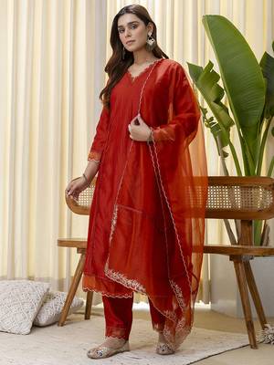 cognac silk blend festive kurta set 1