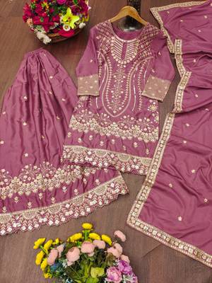 mauve crepe festive kurta set 4