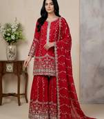 red silk festive kurta set