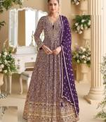 Blue georgette full stitched free size upto 42 heavy embroidery wedding gowns
