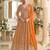 Orange georgette full stitched free size upto 42 heavy embroidery wedding gowns