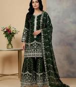 dark-green silk festive kurta set