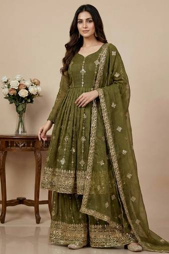 mehendi silk festive kurta set