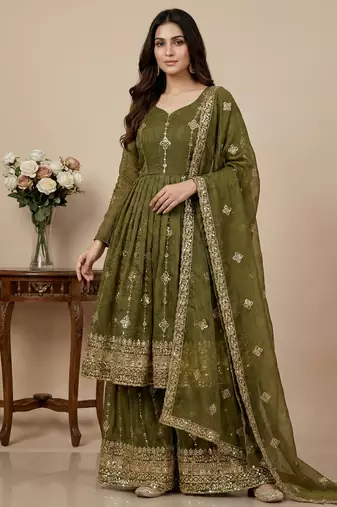 mehendi silk festive kurta set