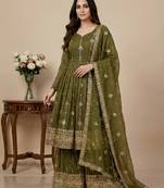 mehendi silk festive kurta set