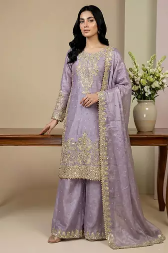 lavender silk festive kurta set