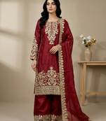 red silk festive kurta set
