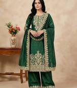 green silk festive kurta set