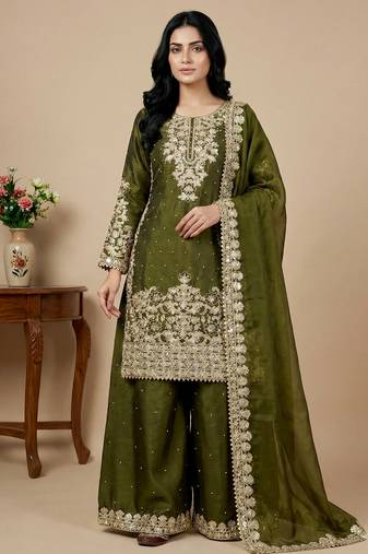 mehendi silk festive kurta set
