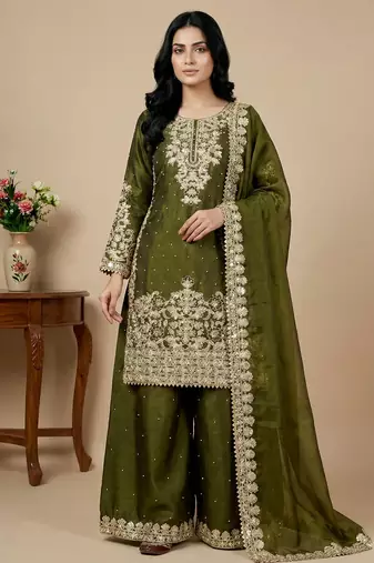 mehendi silk festive kurta set