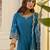 royal-blue silk blend festive kurta set