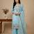 sky-blue silk festive kurta set