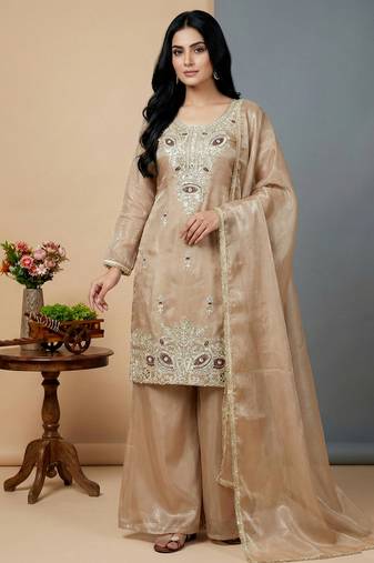 cream silk festive kurta set
