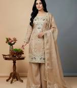 cream silk festive kurta set