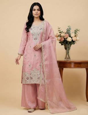 pink silk festive kurta set 1