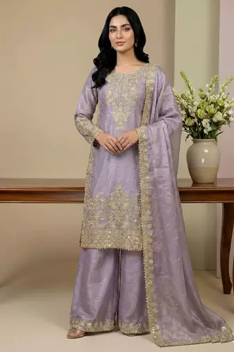 lavender silk festive kurta set