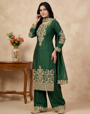 green silk festive kurta set 2