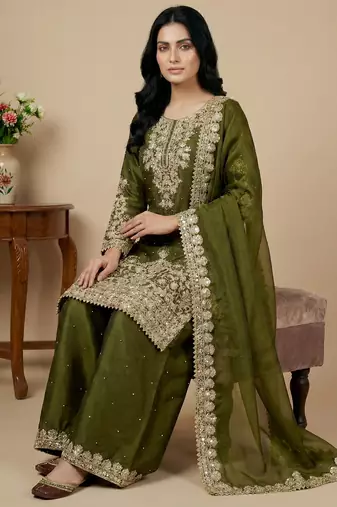 mehendi silk festive kurta set