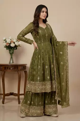 mehendi silk festive kurta set