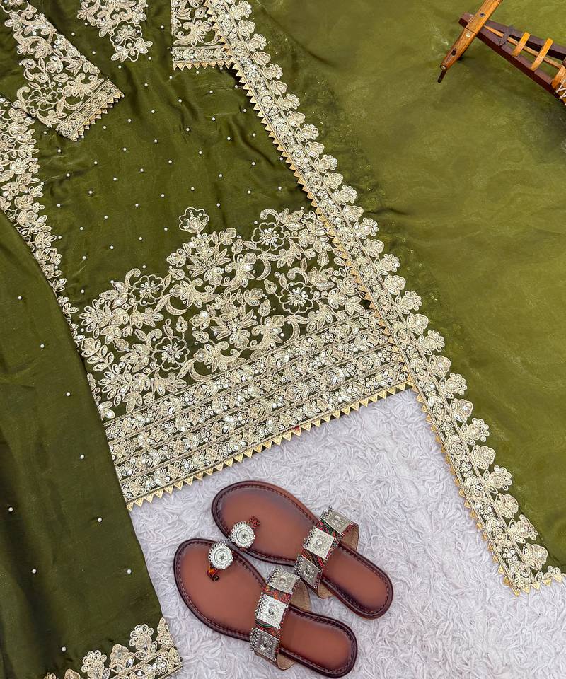 mehendi silk festive kurta set