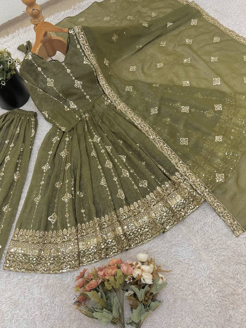 mehendi silk festive kurta set