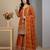 orange silk festive kurta set