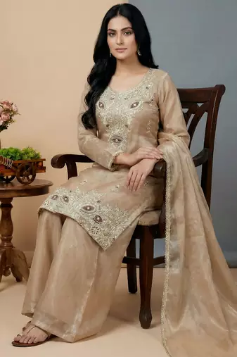 cream silk festive kurta set