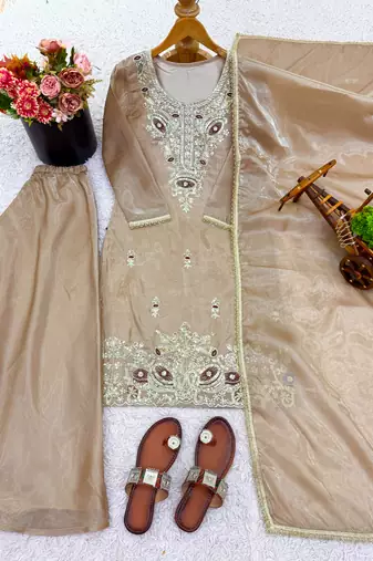 cream silk festive kurta set