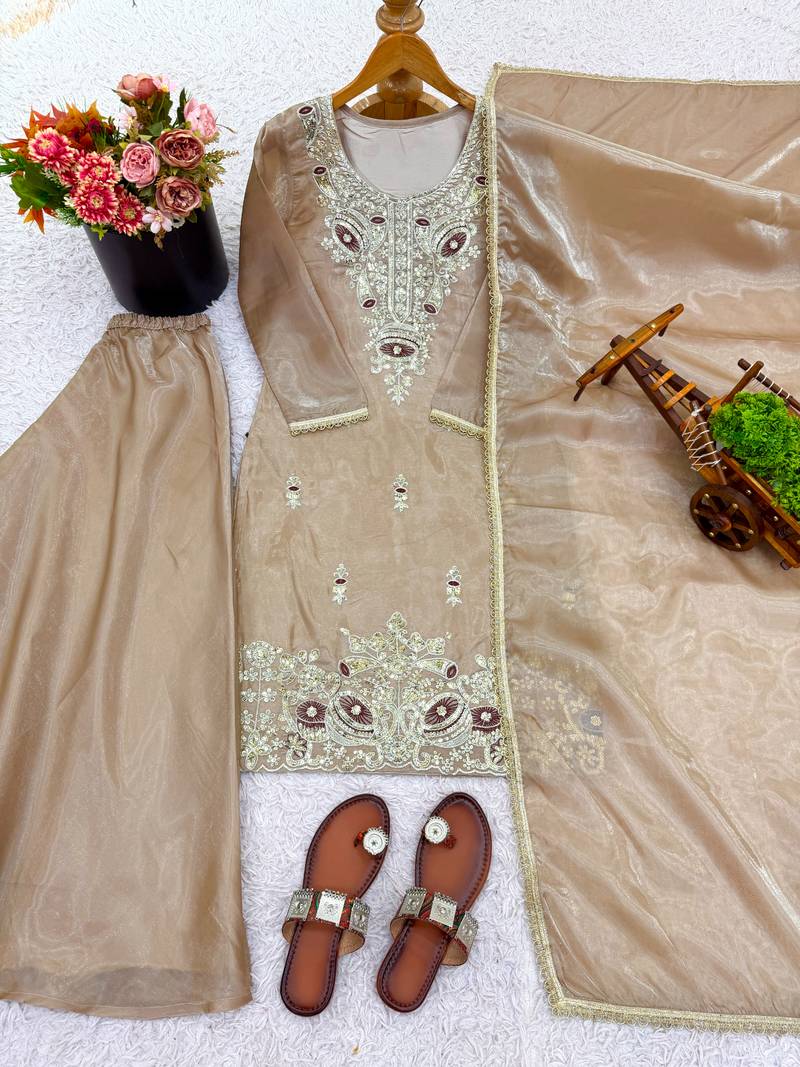 cream silk festive kurta set