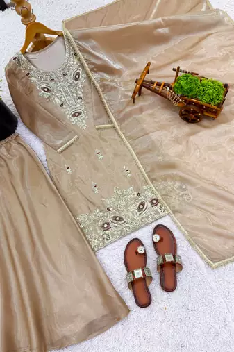 cream silk festive kurta set