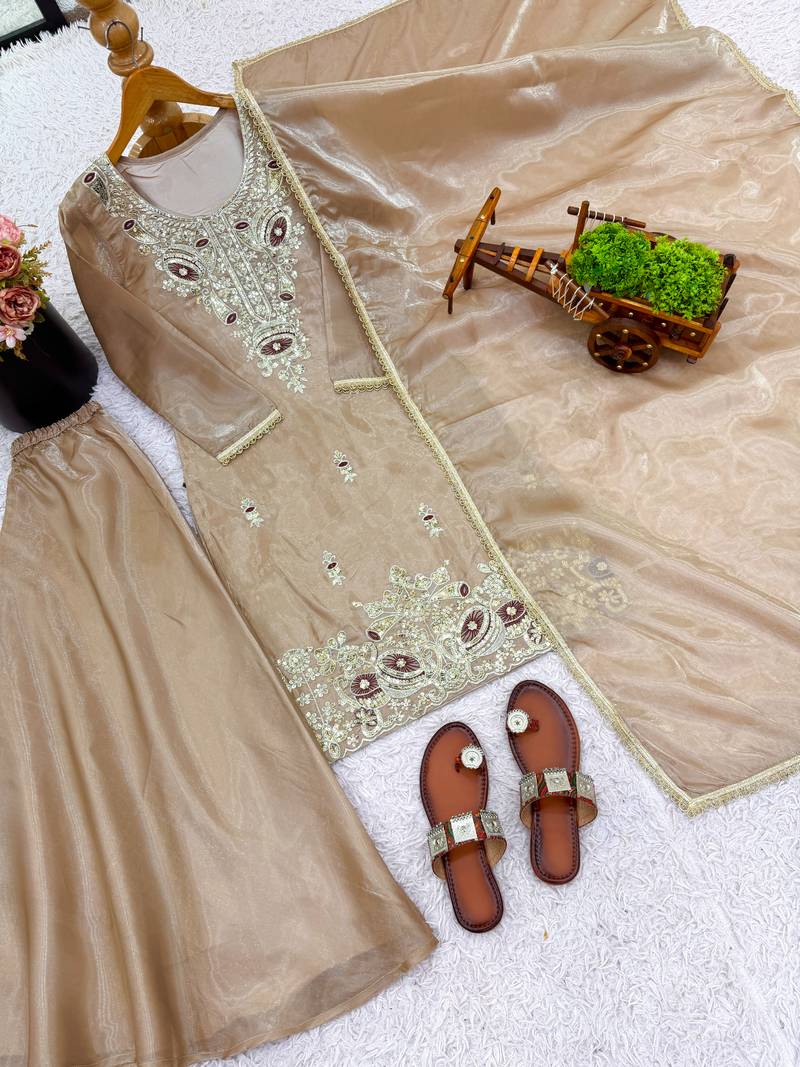 cream silk festive kurta set
