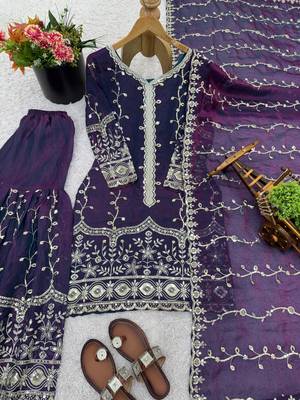 purple silk festive kurta set 3