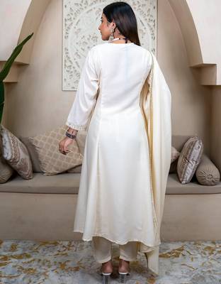 white silk blend festive kurta set 3