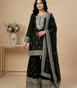 black chinon festive kurta set