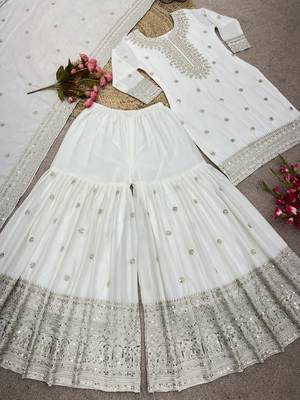 white chinon festive kurta set 3
