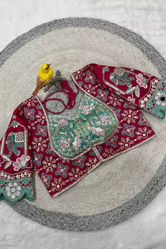 Designer soft rangoli silk embroidered work saree with stitched blouse