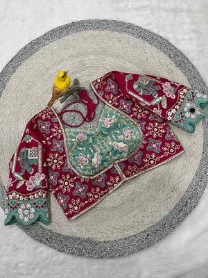 Designer soft rangoli silk embroidered work saree with stitched blouse 4