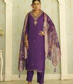 purple silk festive kurta set
