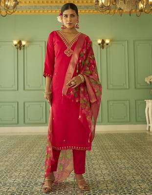 pink silk festive kurta set 1