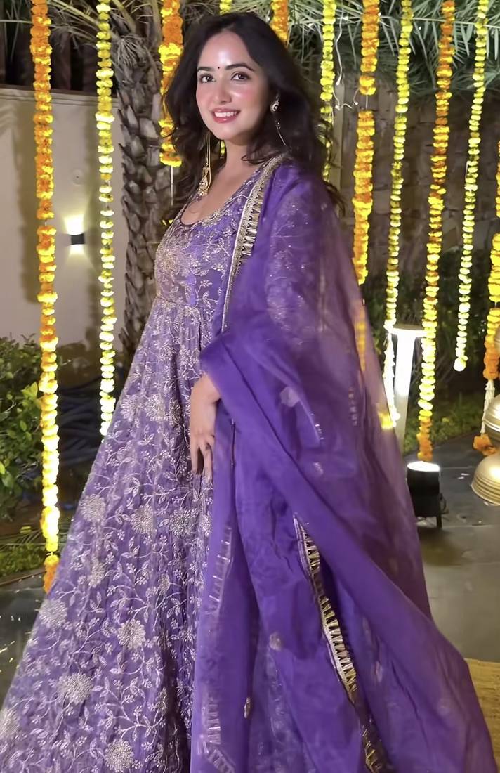 purple silk festive kurta set