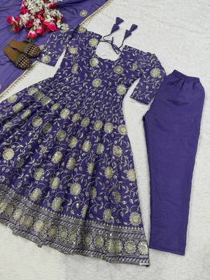 purple silk festive kurta set 4