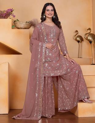 rose georgette festive kurta set 1