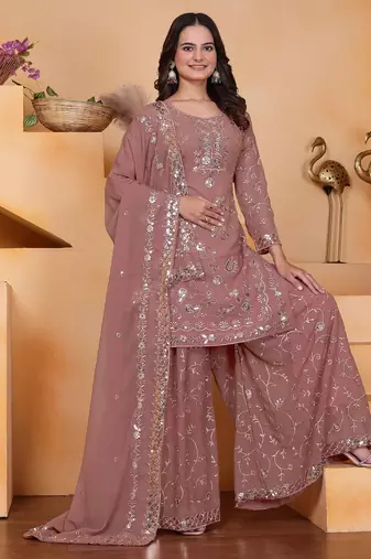 rose georgette festive kurta set