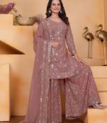 rose georgette festive kurta set