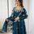 teal silk festive kurta set