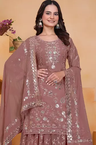 rose georgette festive kurta set