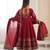 maroon roman silk festive kurta set