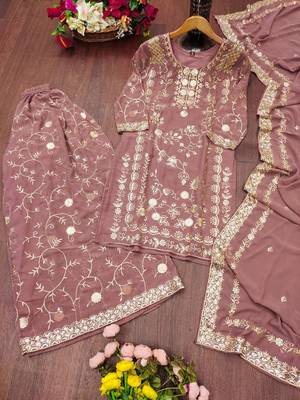 rose georgette festive kurta set 4