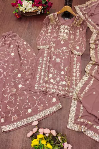 rose georgette festive kurta set